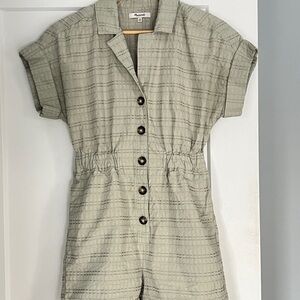Madewell Women’s Textured Short Romper in Light Green